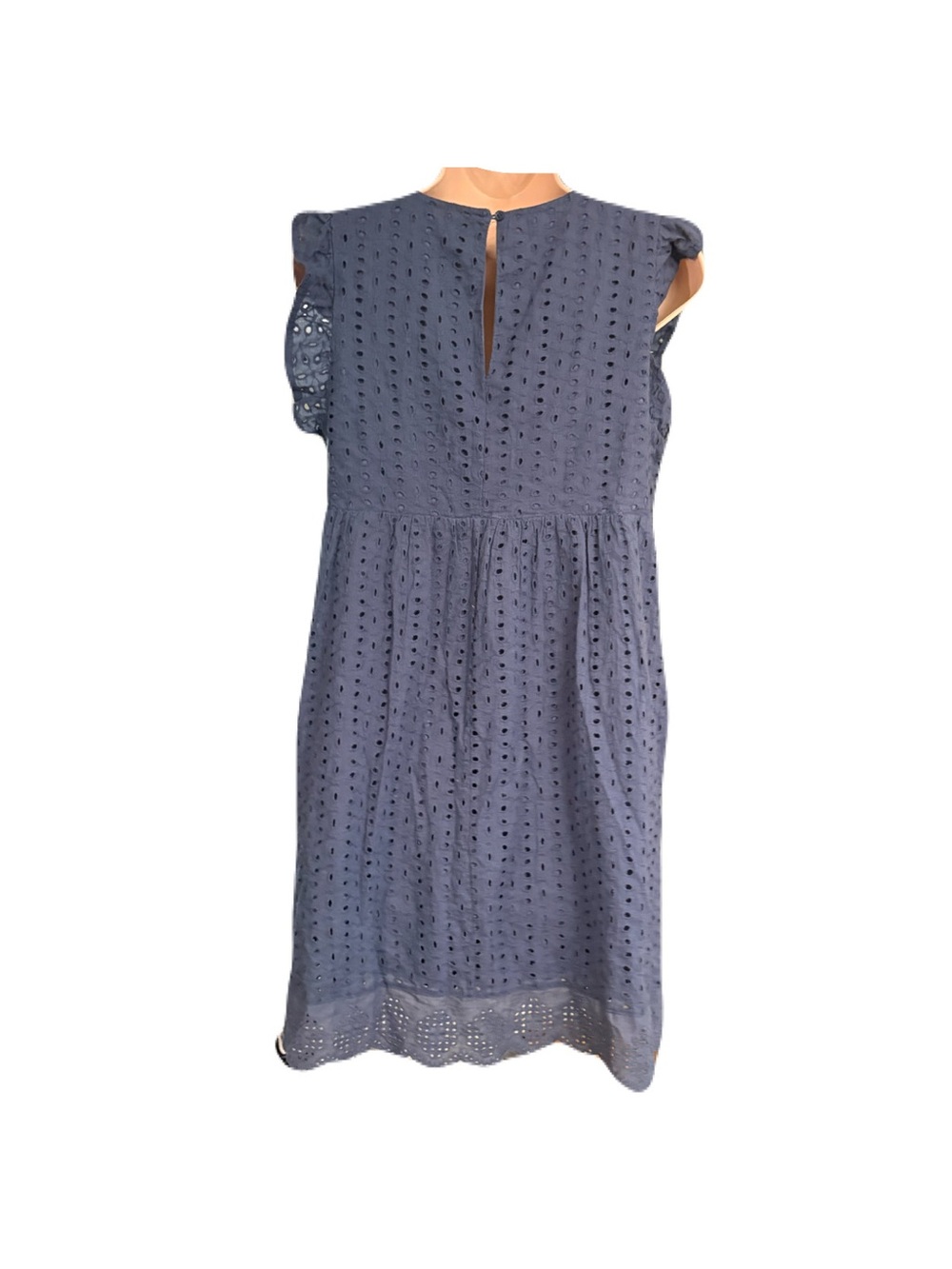 Pink Lily Blue Eyelet Romper Dress Hidden Shorts Flutter Sleeve Size M - Picture 3 of 6